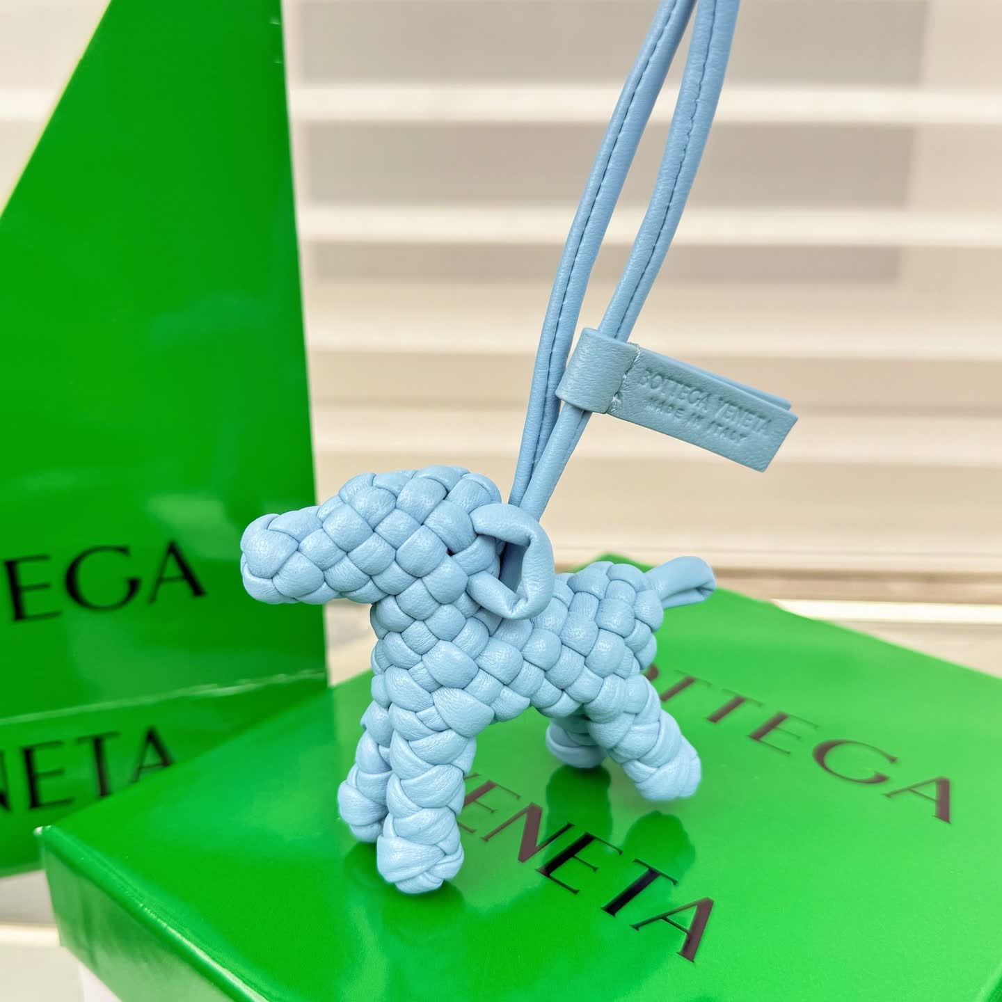 Bottega Veneta Blue Intrecciato Leather Keychain